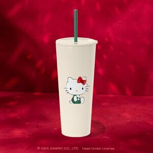 NWT Starbucks x Hello Kitty Stainless Steal Cold Straw Cup Christmas 26Oz Venti